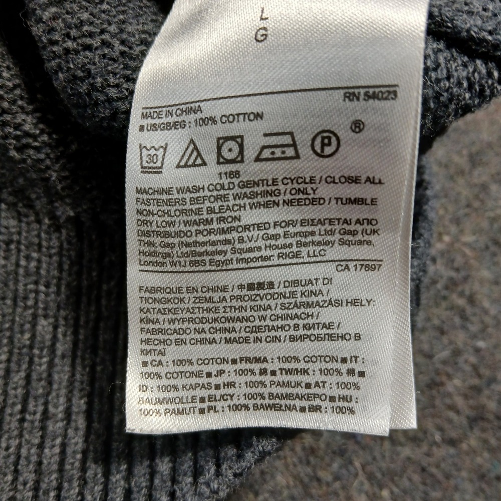 Banana Republic Henley Sweater Mens Large Gray Cotton Mock Neck Button Pockets - Picture 6 of 11